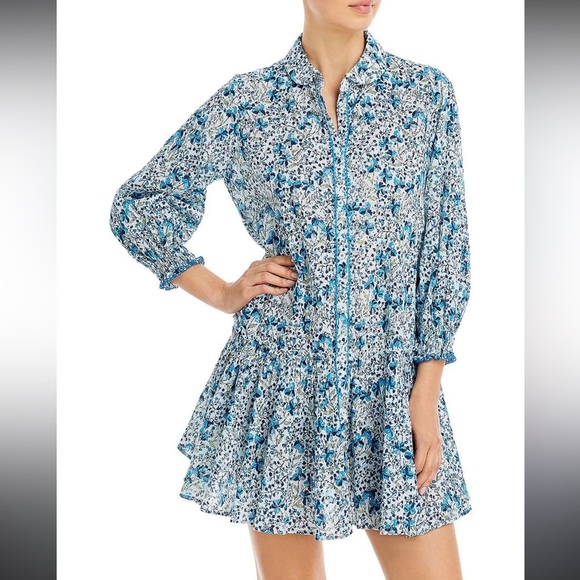 Poupette St Barth Mini Dress Tesorino Blue Mini Jonquille size small/medium - Picture 1 of 10